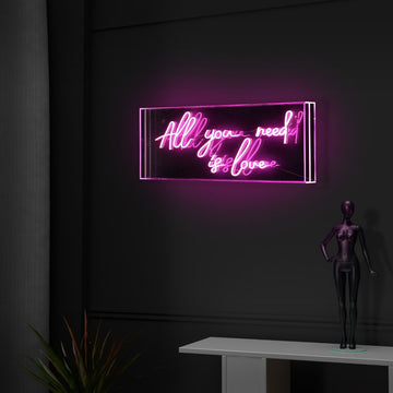 All You Need Is Love 23.63" X 11.75" Contemporary Glam Acrylic Box USB Operated LED Neon Light - JONATHAN Y